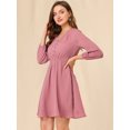 thumbnail image 4 of INSPIRE CHIC Robe en Chiffon Fluide à Manches Mi-Longues et Col en V pour Femmes, 4 of 6