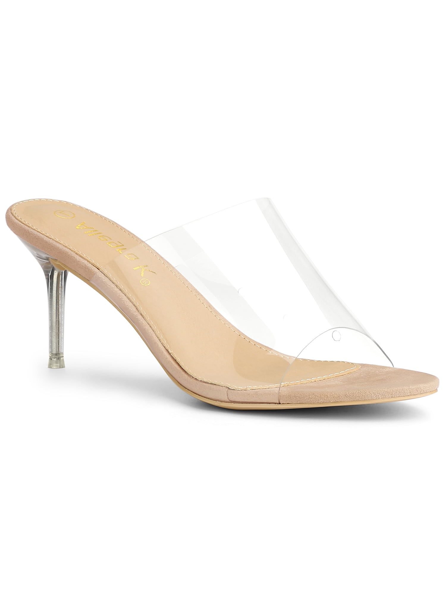 BLISSFUL STEP Sandales à Talons Aiguilles à Bride Transparente pour Femmes Nude 7