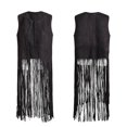 thumbnail image 4 of QualitChoice Gilet Sans Manches pour Femmes à devant Ouvert Style Western Respirant à Franges Jupe Délicate Retrait de Taille Cardigan Attrayant Rouge Vin P, 4 of 6