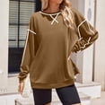 thumbnail image 2 of Penkiiy Chandails en Molleton Oversize pour Femmes Manches Longues Col Rond Fermeture Éclair Latérale Chandail Tops Vêtements Tendance Automne 2024 L Café, 2 of 7