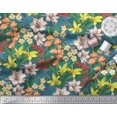 thumbnail image 3 of Soimoi Feuilles de Popeline de Coton Vert & Tissu Imprimé Floral Lis 1 Yard 42 Inch Wide, 3 of 3