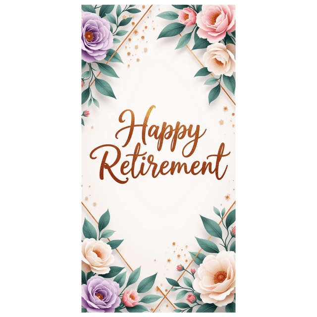 Floral Decoration Happy Retirement Banner Flower Theme Decorative Design for Retirement Party Event Celebration Indoor Decoration