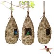 thumbnail image 3 of Humming Bird Houses For Outside Hanging Natural Grass Hanging Bird Hut Hand Woven Hummingbird, 3 of 6