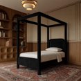 thumbnail image 2 of Meridian Furniture Salina Lit Simple Rembourré en Velours Noir, 2 of 11