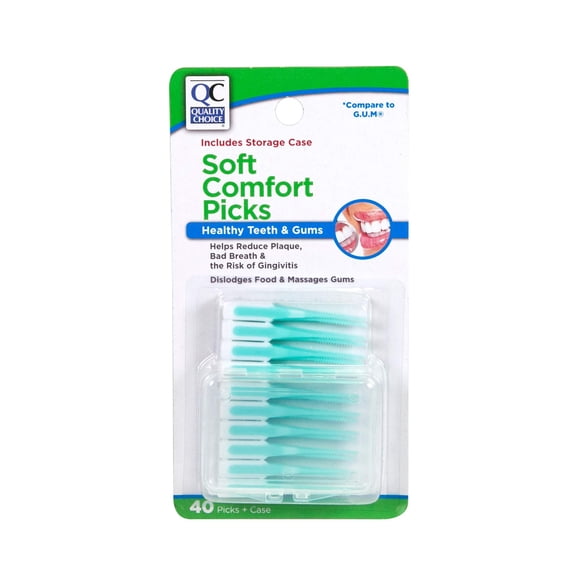 Quality Choice Soft Comfort Dental Picks for Teeth & Gums, 40 Count (Pack of 7-280 Total)