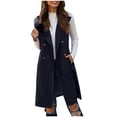 thumbnail image 2 of QIPOPIQ Gilet Long Sans Manches à Col pour Femmes, Cardigans à devant Ouvert, Vestes Blazer Longues, Vêtements d'Extérieur avec Poche, Liquidation, 2 of 8