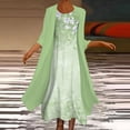 thumbnail image 2 of Vente de Liquidation Robe Deux Pièces Ample à Imprimé pour Femme Grande Taille, Manches 3/4, Col Rond, Jupe, 2 of 6