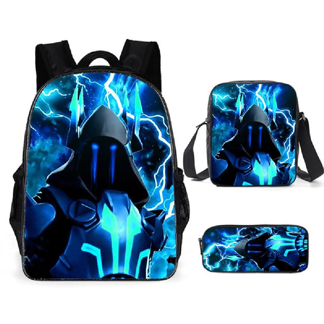 Fortnite Sac à Dos pour Étudiant Fortnite Ensemble de 3 Pcs Sac à Lunch Trousse à Crayons par Semaine. Cet Ensemble Comprend un Sac à Dos, un Sac à Lunch et une Trousse à Crayons, Tous Présentant un motif de Foudre Bleue Vif et Dynamique avec un motif de Personnage à Capuche. le Sac à Dos Présente un Dos Respirant et une Bandoulière pour le Confort et une Doublure Squelette Profilée pour la Durabilité. Plusieurs Compartiments Offrent un Grand Rangement pour les Fournitures Scolaires et les Articles Personnels. Convient aux Enfants Qui Reprennent l'École Ou les Voyages, Cet Ensemble Allie Fonctionnalité avec un style Audacieux