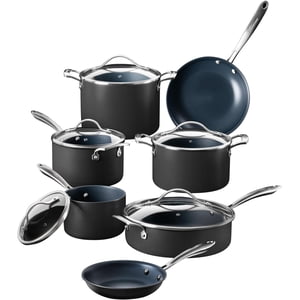 Guy Fieri's Flavortown Titane laser 12 Ensemble de pièces - Ensemble d'articles de cuisine antiadhésif sans PFAS, PTFE, ou PFOA, 3x Plus durable, lave-vaisselle sûr, four sécuritaire