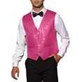 thumbnail image 1 of INSPIRE CHIC Gilet Scintillant à Paillettes pour Homme, Col en V, Sans Manches, pour Fête, L Rose Rouge, 1 of 5