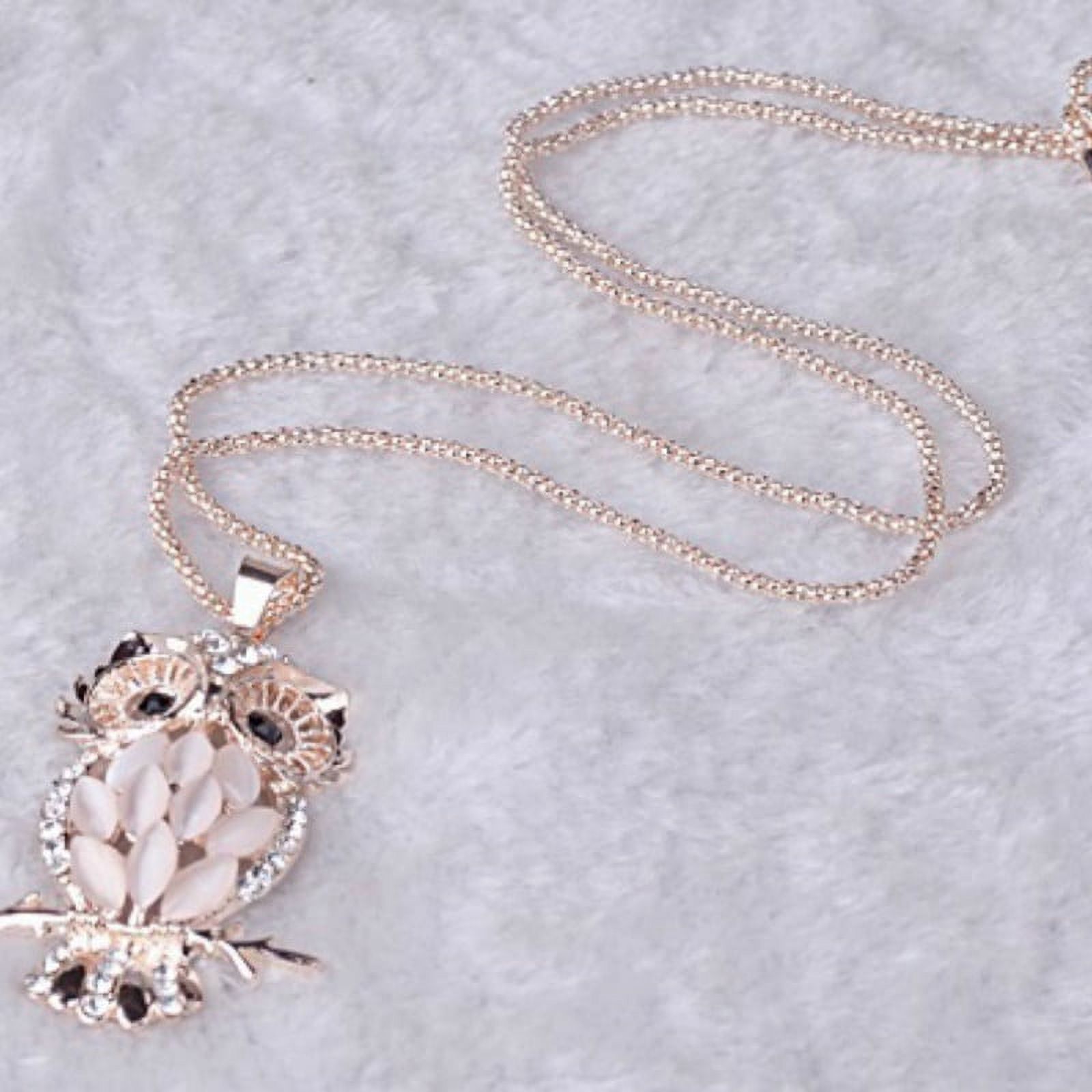 Jinsinto Jewelry Crystal Opal Owl Pendant Chain Necklace