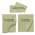 thumbnail image 4 of Comfy Bamboo World 9900 Series Embroidered Bedsheets Sheet Set, Queen Size, Sage, 4 of 5