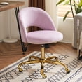 thumbnail image 3 of Ktaxon Office Desk Chair Adjustable Flannel Computer Task Chair Small Rolling Vanity Stool with Wheels for Study Make-up Dressing Room Light Purple, 3 of 7