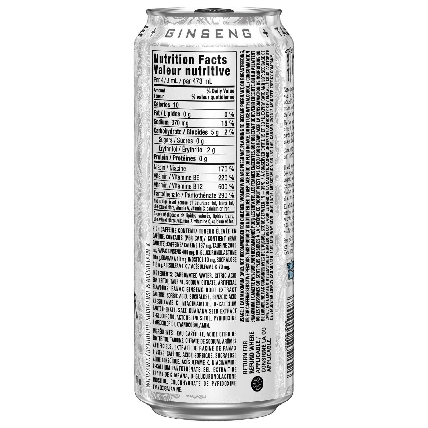 MONSTER ENERGY Zero Ultra, 473mL, 4 Pack