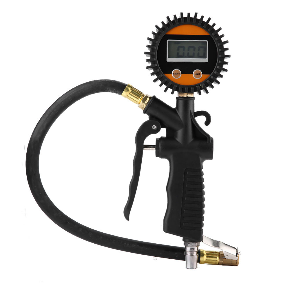 Tire Pressure , Zinc Alloy Tire Inflator Gauge 0-7bar Black  For Car Motorcycle