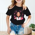 thumbnail image 2 of MEZZALL T-Shirt Graphique Mignon pour Fille, Col Rond, Manches Courtes, Tee d'Été Décontracté, T-Shirts Hauts, Noir, 3-4 Ans, 2 of 5