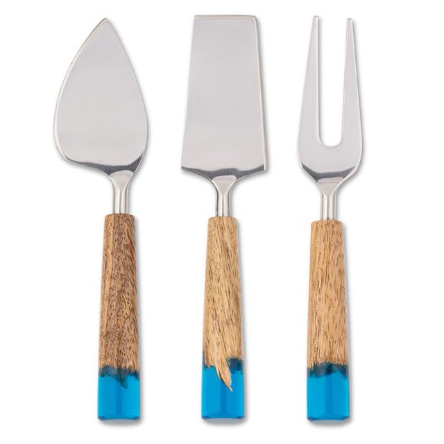 Abbott Collections AB-36-RIVIERE-CHEESE 6.5 in. Outils à Fromage avec Manche à River&44; Bleu - Lot de 3