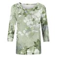 thumbnail image 4 of IROINID Économies Polyester T-shirt à Manches Longues pour Femmes Loisirs Imprimé T-shirt Ample Blouse Col Rond Hauts, Olive Vert, 4 of 5