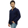 thumbnail image 4 of Atasi Kurta Court Bleu à Col Officier pour Homme en Coton, Tunique Décontractée - Petit, 4 of 7