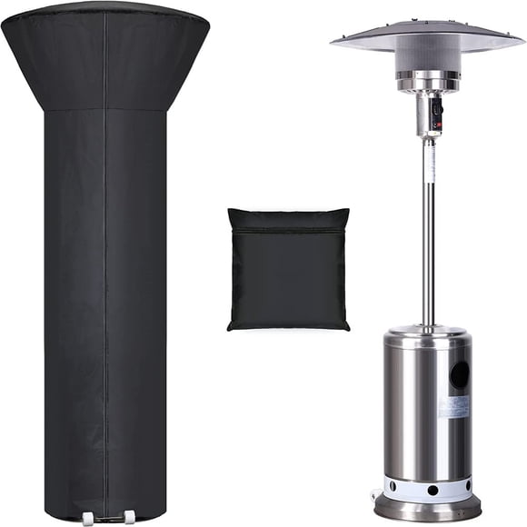 Patio Heater Covers with Zipper and Storage Bag Waterproof Dustproof Wind-Resistant Sunlight-Resistant Snow-Resistant Black