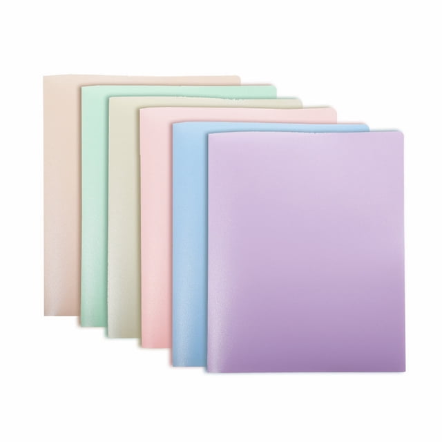 ZTTD Folders with Pockets (6 Pack, Assorted Colors), Plastic Folder with Pocket, Poly Folder for Documents Letter Size, 2 Pocket Folders with Business Card Slot for Home, S-chool, Office