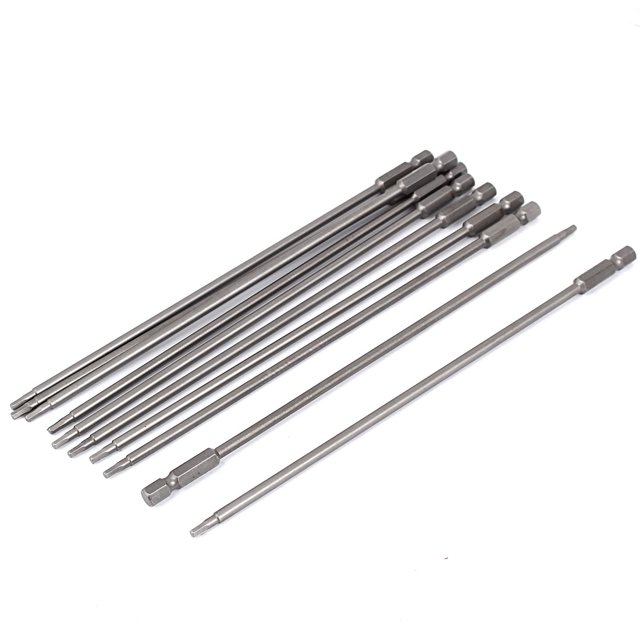 Unique Bargains 200mm Longueur 2.5mm Pointe Tournevis Magnétique Hexagonal Insert Bits Gris 10 Pcs