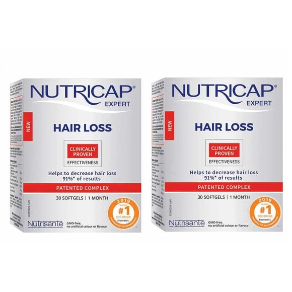 Nutrisanté Nutricap Perte de Cheveux - 30 Capsules Molles, Lot de 2 / Soins Capillaires et Santé du Cuir Chevelu