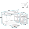 thumbnail image 2 of Tribesigns 55" L Shaped Desk with Drawer, Modern White Corner Computer Desk with Storage Shelves and Monitor Stand for Home Office, 2 of 5