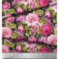 thumbnail image 3 of Soimoi Poly Georgette Fabric Leaves & Peony Floral Print Fabric by Yard 52 Inch Wide, 3 of 5