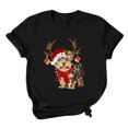 thumbnail image 1 of Womens Casual Round Neck Short-sleeved Christmas Printed T-shirt Top, 1 of 1