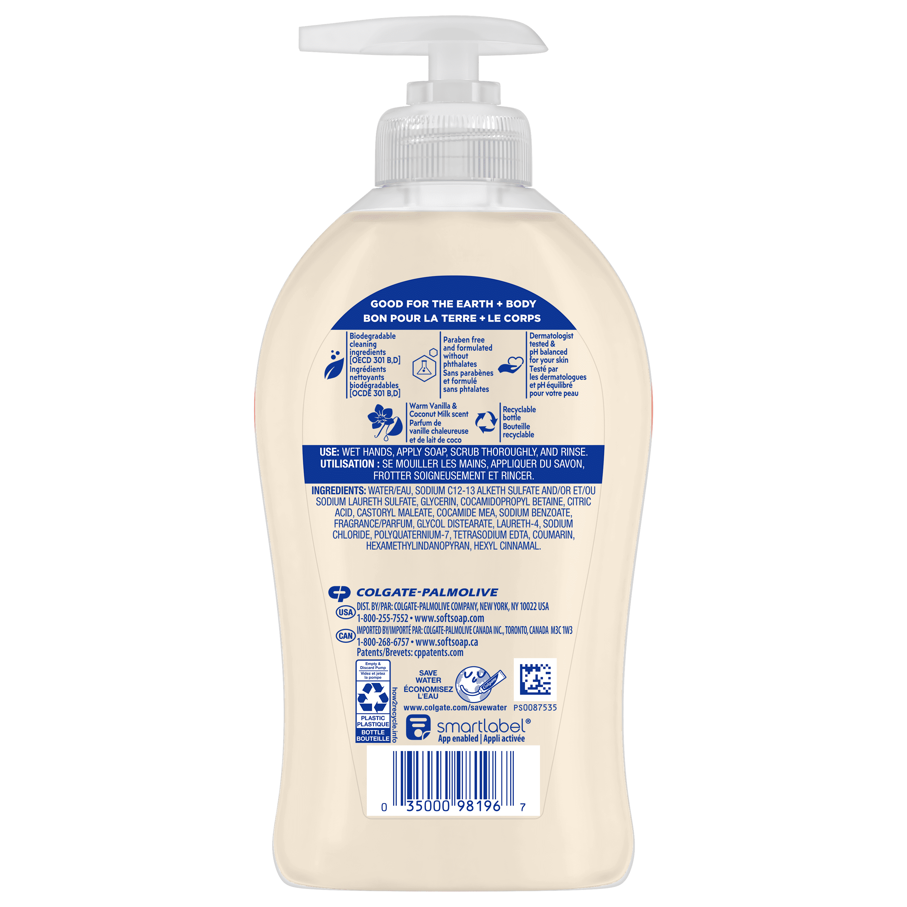 Softsoap Savon liquide Hydratant pour les Mains à la Noix de Coco et à l'Hibiscus, Bouteille de 11,25 oz