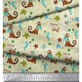 thumbnail image 3 of Soimoi Moss Georgette Fabric Floral,Rat & Cat Cartoon Print Sewing Fabric Yard 42 Inch Wide, 3 of 3