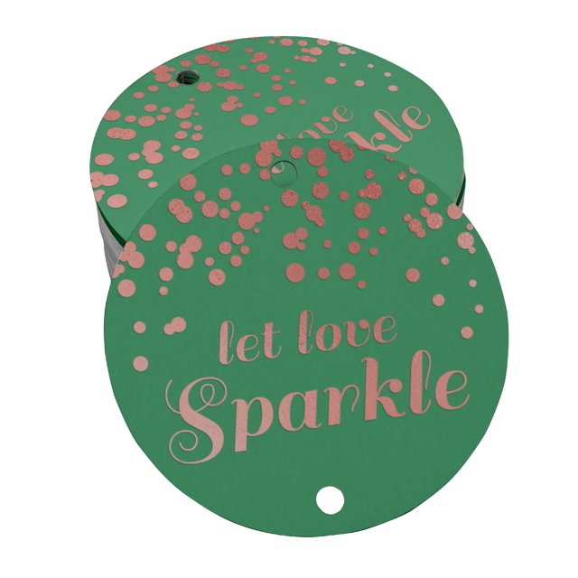 Inkdotpot Pack Of 100 Let Love Sparkle Wedding Favor Paper Tags Craft Real Rose Gold Foil Hang Tags