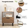 thumbnail image 4 of Gymax Nightstand Mid Century Modern Bedside Table w/ Drawer Open storage Shelf, 4 of 8