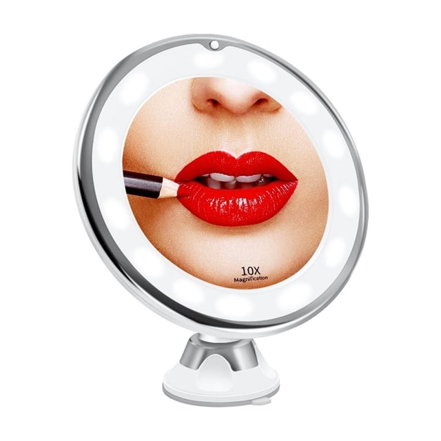 Touch Screen Makeup Mirror 10X Magnifying Flexible Mirror Brightness Adjustable Rechargeable 3lights LED Light Vanity Mirrors ,Widely Use