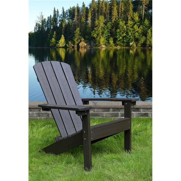 Merry Products ADC0561120810 32.28 in. Lakeside Faux Wood Adirondack Chair, Espresso