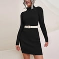 thumbnail image 2 of WTXUE Robe à Manches Longues, Robe Chandail Tricotée à Col Roulé pour Femmes Automne Hiver à Manches Longues, Robe Midi Noire, m Noir, 2 of 4