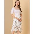 thumbnail image 4 of INSPIRE CHIC Women's Floral High-Low Elastic Waist Ruffle Hem Flowy Midi Chiffon Skirt, 4 of 6