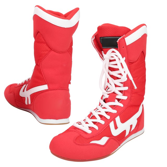 Chaussures d'Entraînement, Respirantes avec Sac de Rangement Chaussures de Boxe, Antidérapantes pour Boxe Taekwondo Rouge