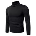 thumbnail image 2 of Haut à Col Roulé pour Homme à Manches Longues, Couleur Unie, Extensible, Coupe Ajustée, Blouse de Base, 2 of 8