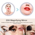 thumbnail image 3 of 20X Magnifying Makeup Mirror with Light, 3 Color LED Vanity Mirror for Travel, Business Trip, Bathroom, Bedroom, Makeup - Suction Cups, Foldable Stand, Rechargeable, 3 of 7