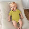 thumbnail image 2 of MIASHUI Justaucorps Bébé Manches Courtes Col Polo Tenue de Gentleman, Jaune, 9-12 Mois, 2 of 3