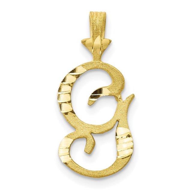 Diamond2Deal 10K Yellow Gold Grooved Letter G Initial Pendant for Women