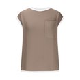 thumbnail image 3 of hotojiny Hauts pour Femmes Mode T-Shirt Texturé à Col Rond avec Poche T-Shirt d'Été à Blocs de Couleur à Manches Courtes Chemise Décontractée 2025 Vêtements, 3 of 5