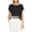 Black, variant on Hvobtty Women Crew Neck Casual Short Sleeve Shirt, Women Casual Fringe Short Sleeve Loose Round Neck Cutout Round Neck Casual Tunic Blouse