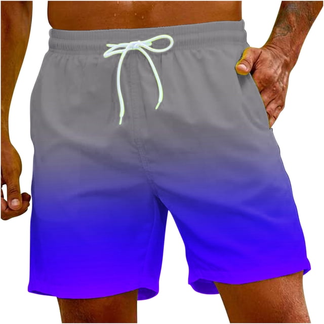 FAIWAD Mens Gradient Shorts Quick Dry Elastic Waist Beach Shorts Workout Sports Lightweight Sweatpant