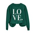 thumbnail image 3 of Penkiiy T-Shirts de la Saint-Valentin pour Femmes, Chandail en Molleton Graphique Cœur Rouge, Manches Longues, Col Rond, L Vert, 3 of 4