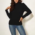 thumbnail image 2 of Lenpel Women's Turtleneck Sweaters Lightweight Long Sleeve Slim Ribbed Knit Pullover Tops Fall Fashion Outfits(Black,Large), 2 of 5