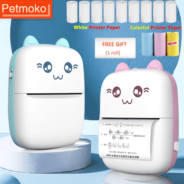 Mini Portable Thermal Printer TIKTOK Gifts for Kids Pocket Printer for Pictures/Retro-Style Photos/Notes/Lists/Label/Memo/QR Codes Bluetooth Wireless Smart Printer with Android or iOS