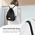 thumbnail image 3 of Costway Drawstring Backpack String Bag Folding Sports Sack w/Zipper Pocket Black, 3 of 10